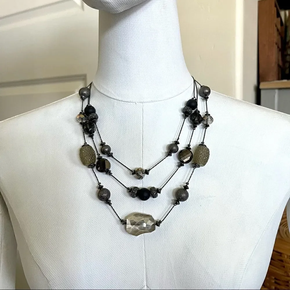 Three strand beaded necklace